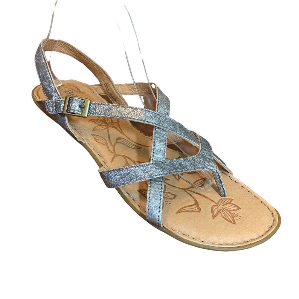 Born Metallic Silver Crisscross Toe-Loop Sandals